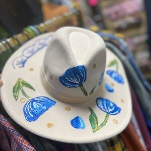 Kids Floral Blue and Cream Hat